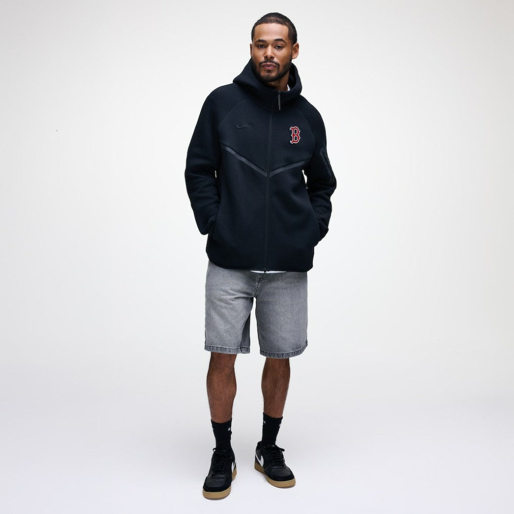 Boston Red Sox Tech Fleece Raglan Full-Zip Windrunner Hoodie - Black | Nike