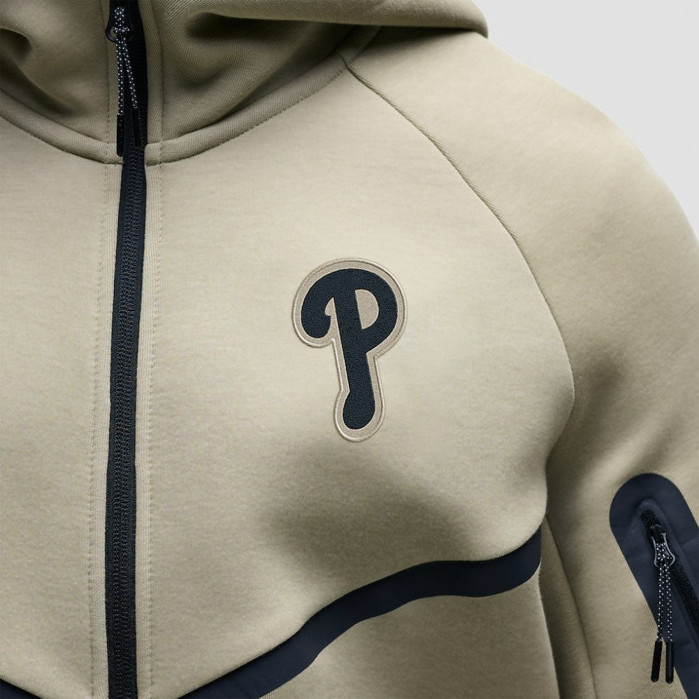 Philadelphia Phillies Tech Fleece Raglan Full-Zip Windrunner Hoodie - Tan | Nike