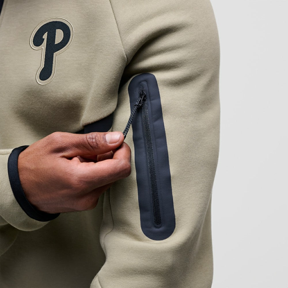 Philadelphia Phillies Tech Fleece Raglan Full-Zip Windrunner Hoodie - Tan | Nike