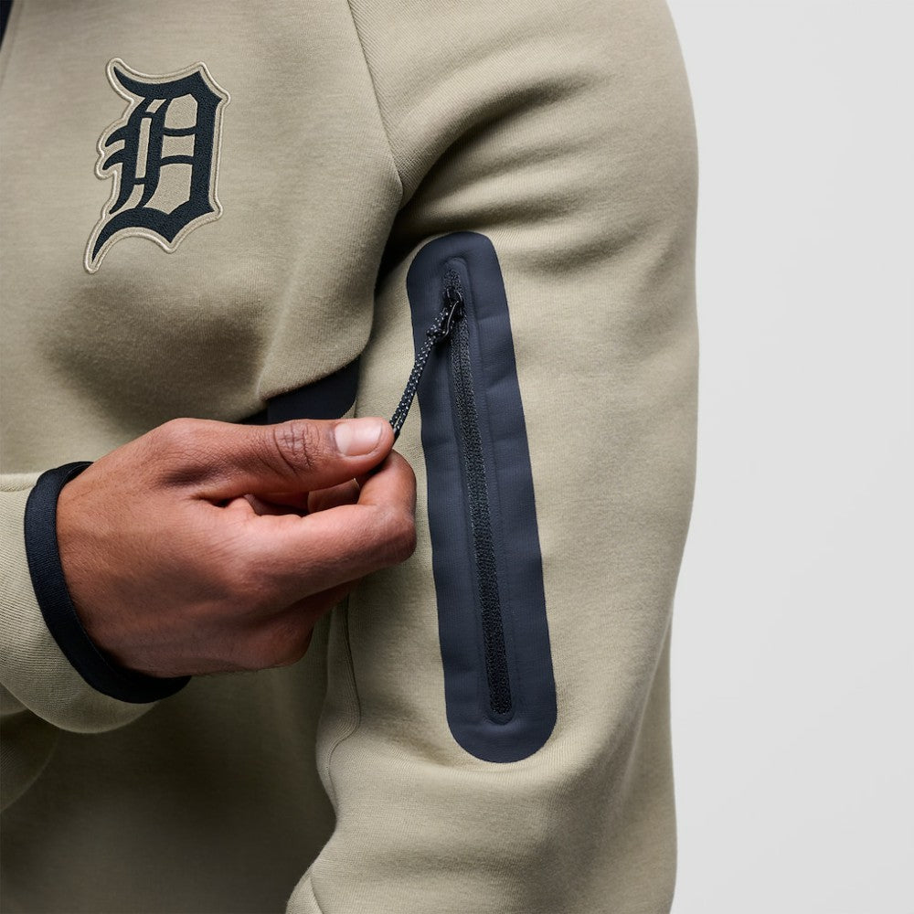 Detroit Tigers Tech Fleece Raglan Full-Zip Windrunner Hoodie - Tan | Nike