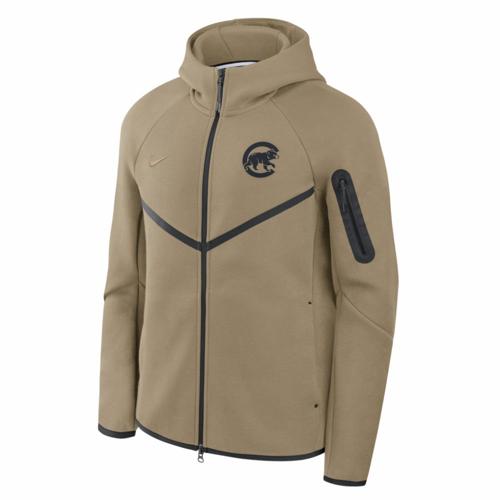 Chicago Cubs Tech Fleece Raglan Full-Zip Windrunner Hoodie - Tan | Nike