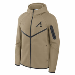 Atlanta Braves Tech Fleece Raglan Full-Zip Windrunner Hoodie - Tan | Nike