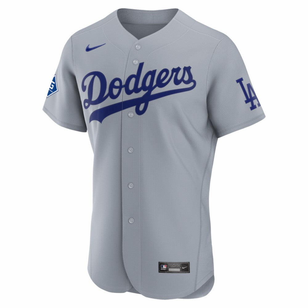 Los Angeles Dodgers Road Sponsor Patch Authentic Jersey - Gray | Nike