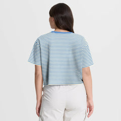 Philadelphia Phillies Women's Cooperstown Collection Striped Cropped T-Shirt - Light Blue/Cream | Nike
