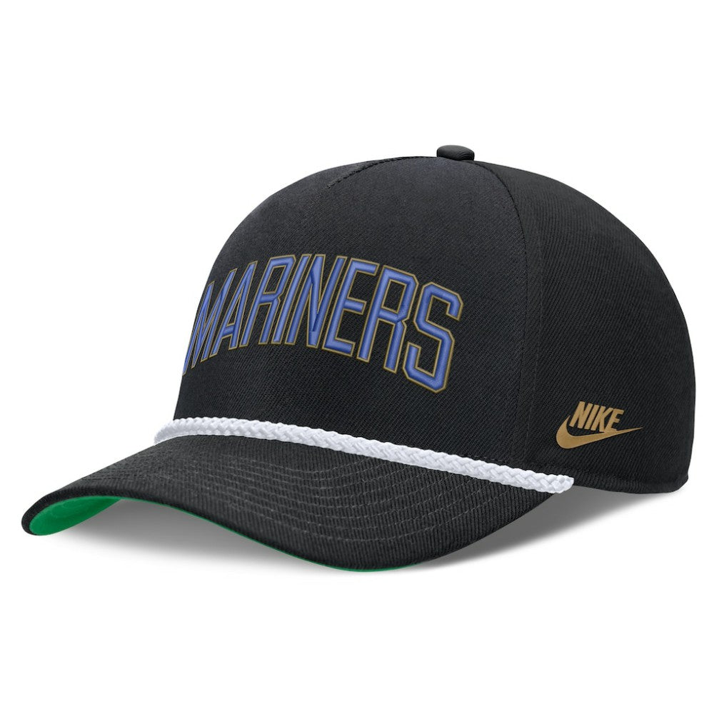 Seattle Mariners Cooperstown Collection Rise Adjustable Hat - Black | Nike