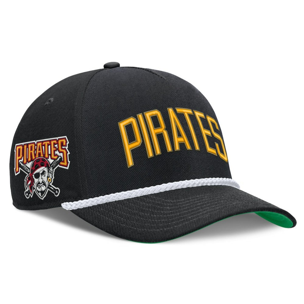 Pittsburgh Pirates Cooperstown Collection Rise Adjustable Hat - Black | Nike