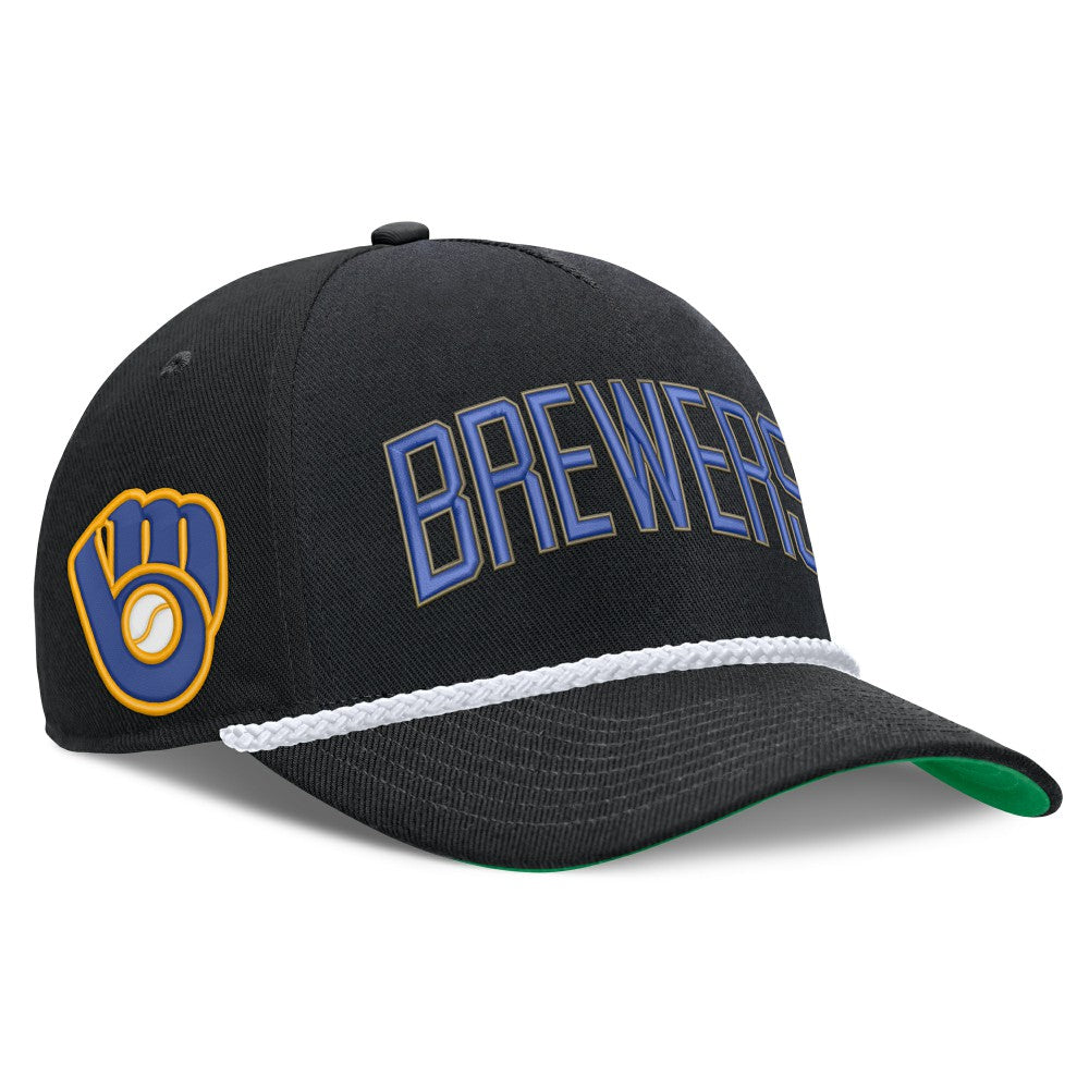 Milwaukee Brewers Cooperstown Collection Rise Adjustable Hat - Black | Nike
