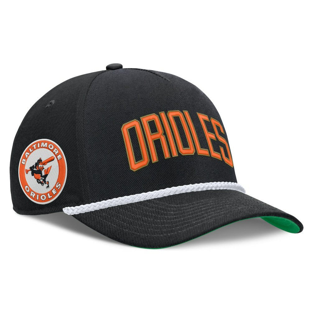 Baltimore Orioles Cooperstown Collection Rise Adjustable Hat - Black | Nike