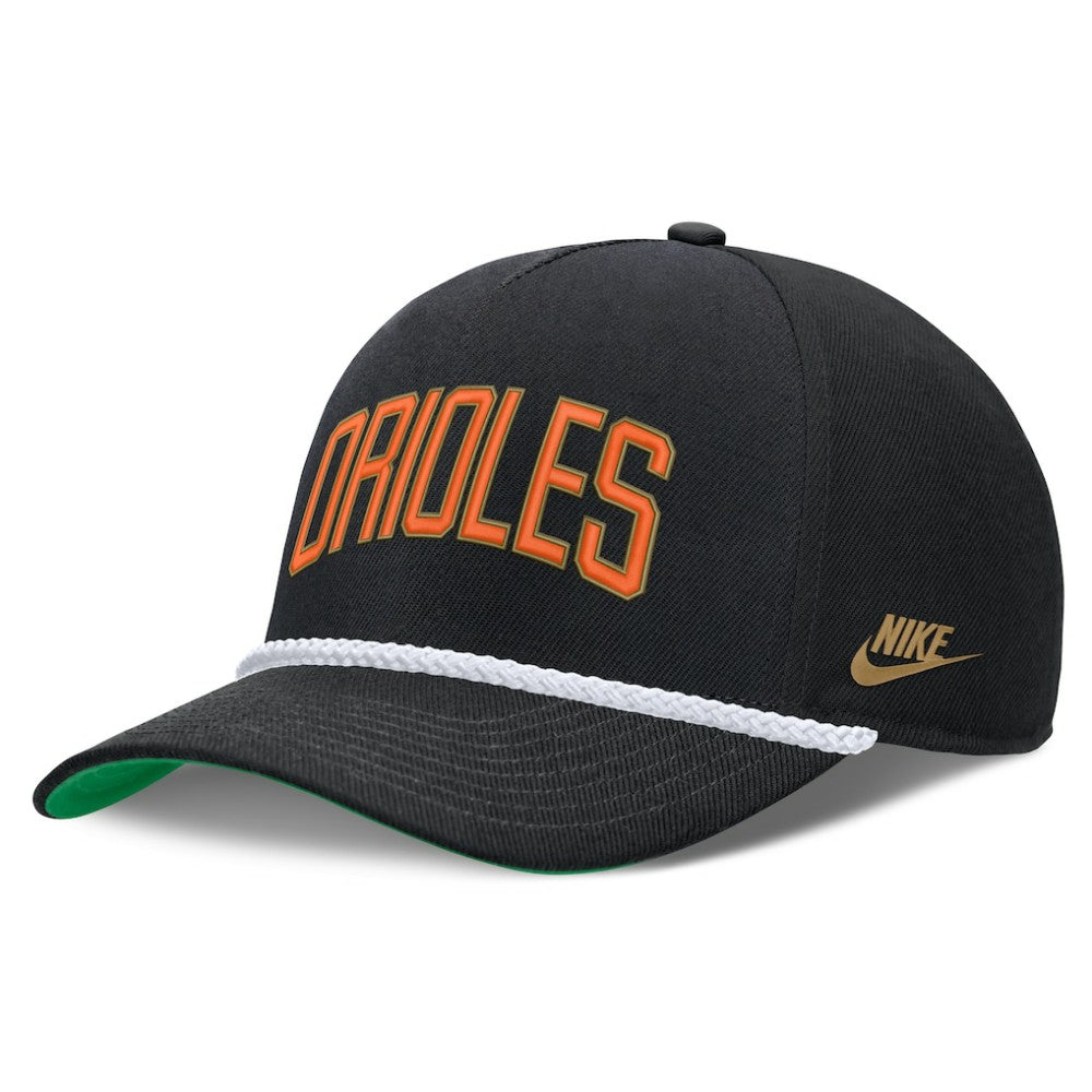 Baltimore Orioles Cooperstown Collection Rise Adjustable Hat - Black | Nike