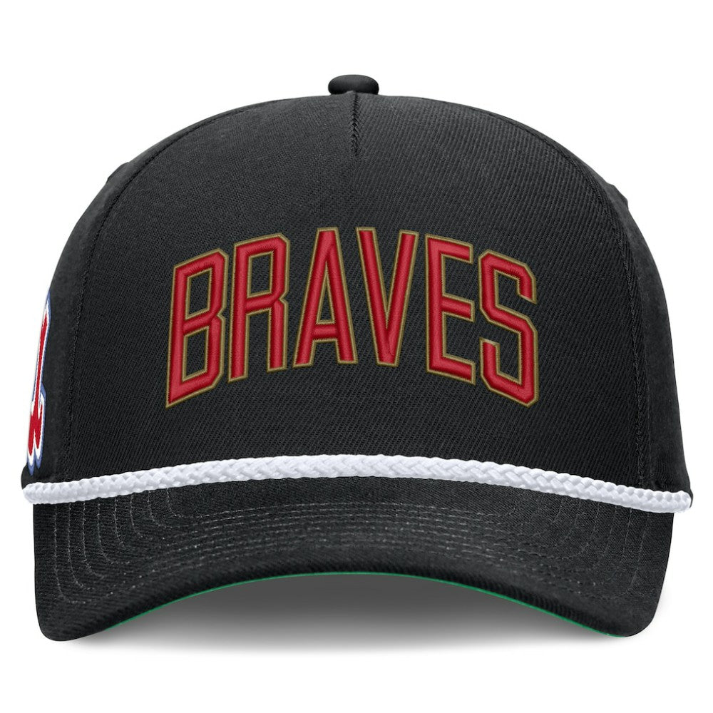 Atlanta Braves Cooperstown Collection Rise Adjustable Hat - Black | Nike