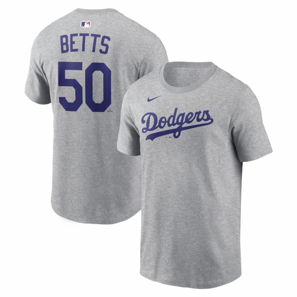 Mookie Betts Los Angeles Dodgers Name & Number T-Shirt - Heather Gray | Nike