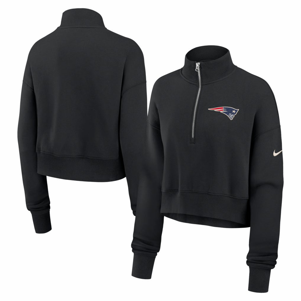 New England Patriots Women's Legacy Phoenix Fleece Cropped Half-Zip Sweatshirt - Black | Nike outlet