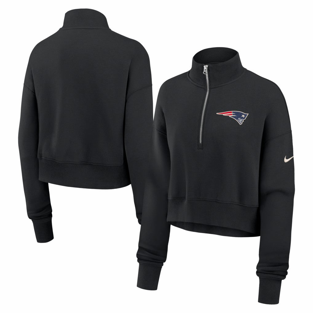 New England Patriots Women's Legacy Phoenix Fleece Cropped Half-Zip Sweatshirt - Black | Nike outlet