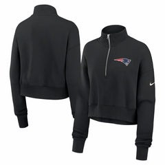 New England Patriots Women's Legacy Phoenix Fleece Cropped Half-Zip Sweatshirt - Black | Nike outlet