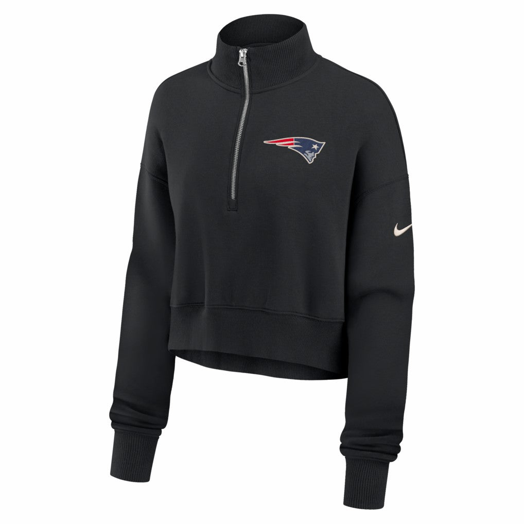 New England Patriots Women's Legacy Phoenix Fleece Cropped Half-Zip Sweatshirt - Black | Nike outlet