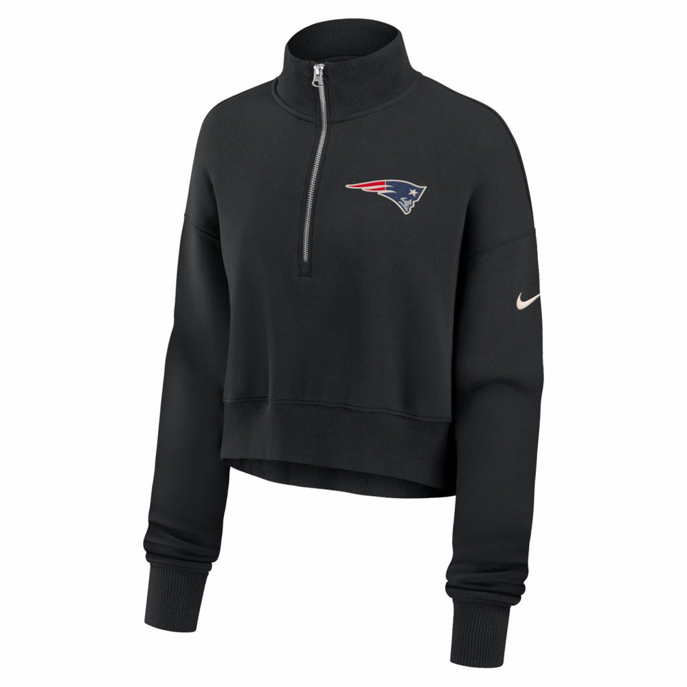 New England Patriots Women's Legacy Phoenix Fleece Cropped Half-Zip Sweatshirt - Black | Nike outlet