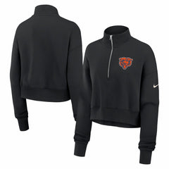 Chicago Bears Women's Legacy Phoenix Fleece Cropped Half-Zip Sweatshirt - Black | Nike for sale