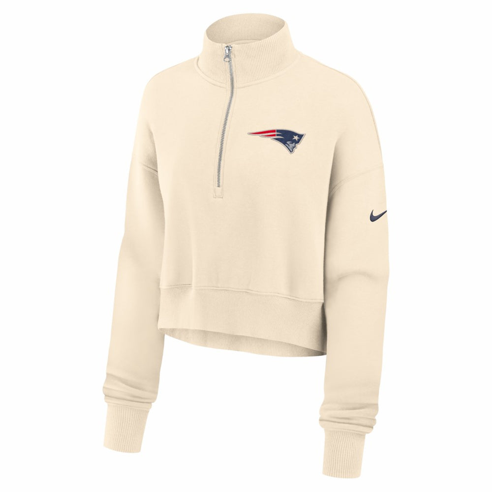 New England Patriots Women's Legacy Phoenix Fleece Cropped Half-Zip Sweatshirt - Cream | Nike cheap