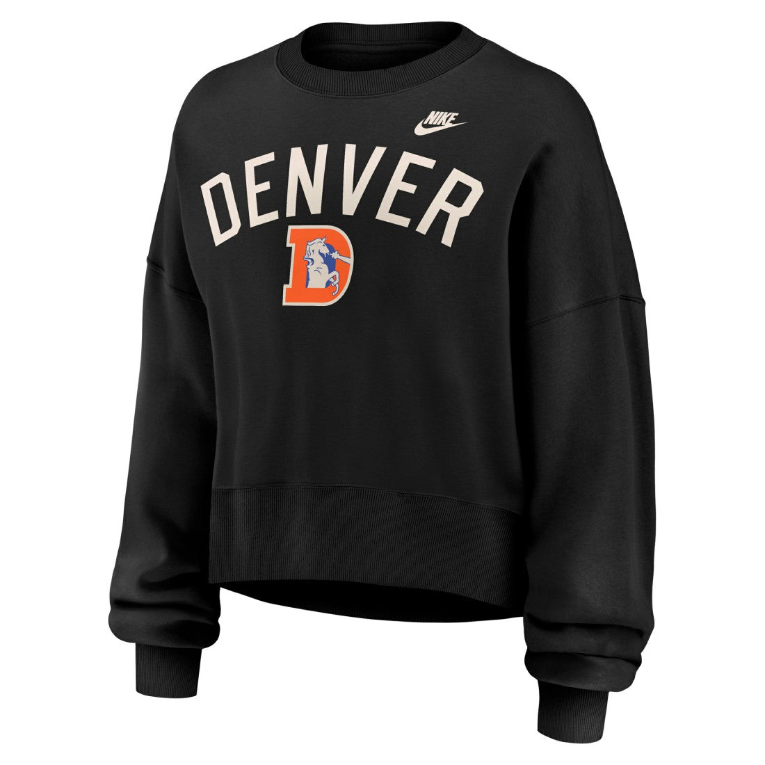 Denver Broncos Women's Oversized High Hip Legacy Arch Phoenix Fleece Sweatshirt - Black | Nike for sale