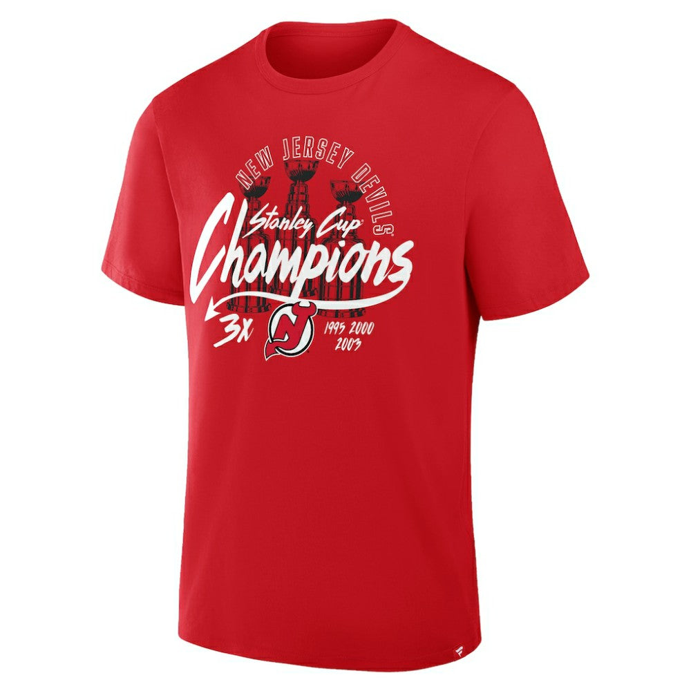 New Jersey Devils Fanatics 3x Stanley Cup Champions T-Shirt Red