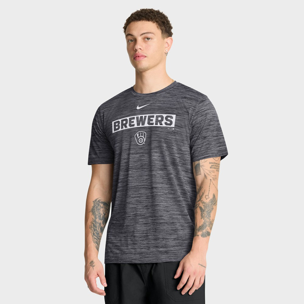 Milwaukee Brewers Velocity Dri-FIT T-Shirt - Black | Nike