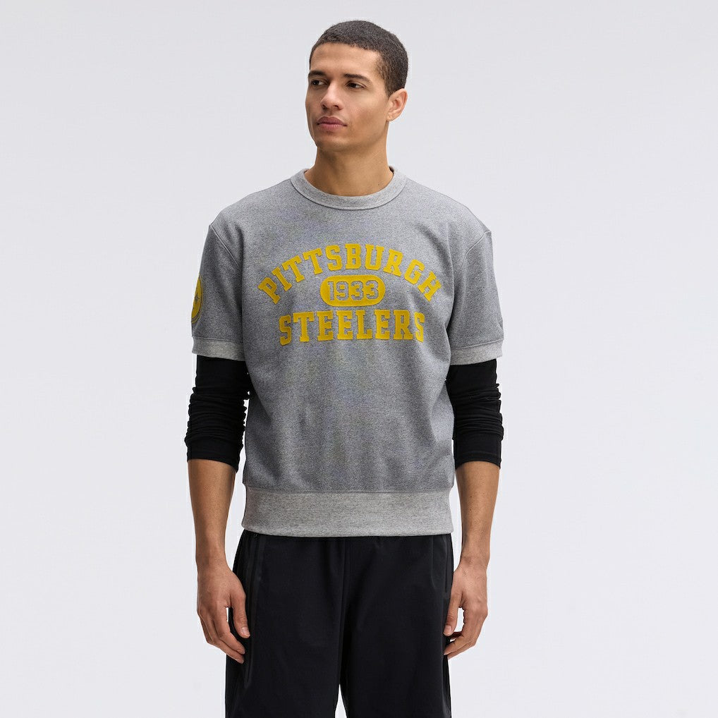 Pittsburgh Steelers IconicFleece Short Sleeve Sweatshirt - Athletic Heather Gray online