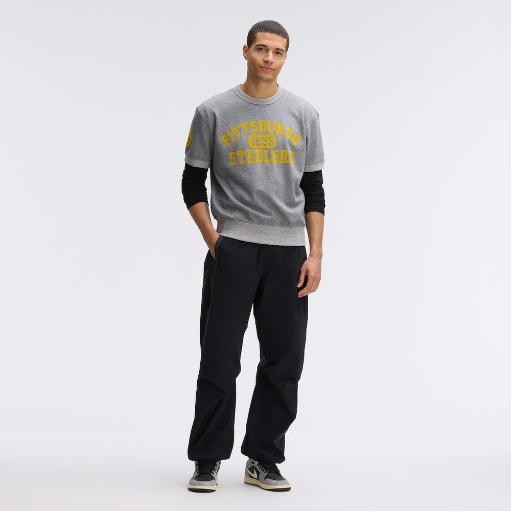 Pittsburgh Steelers IconicFleece Short Sleeve Sweatshirt - Athletic Heather Gray online