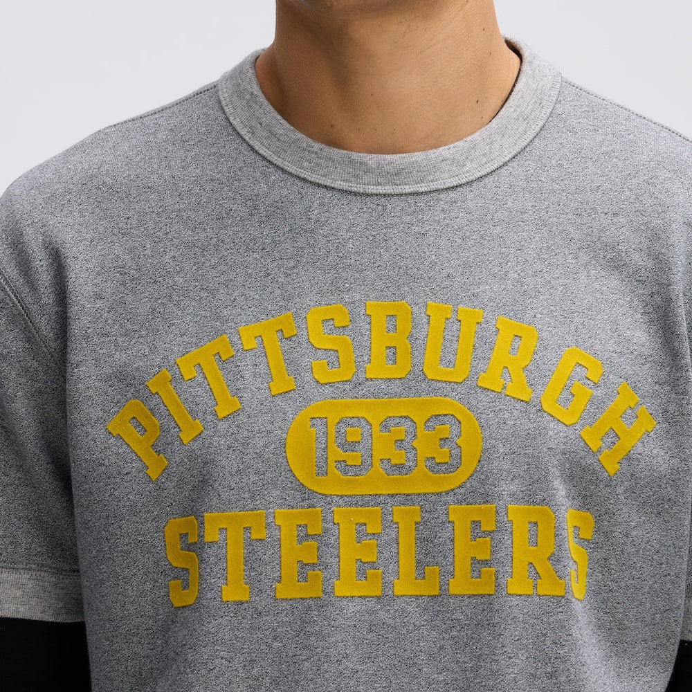 Pittsburgh Steelers IconicFleece Short Sleeve Sweatshirt - Athletic Heather Gray online