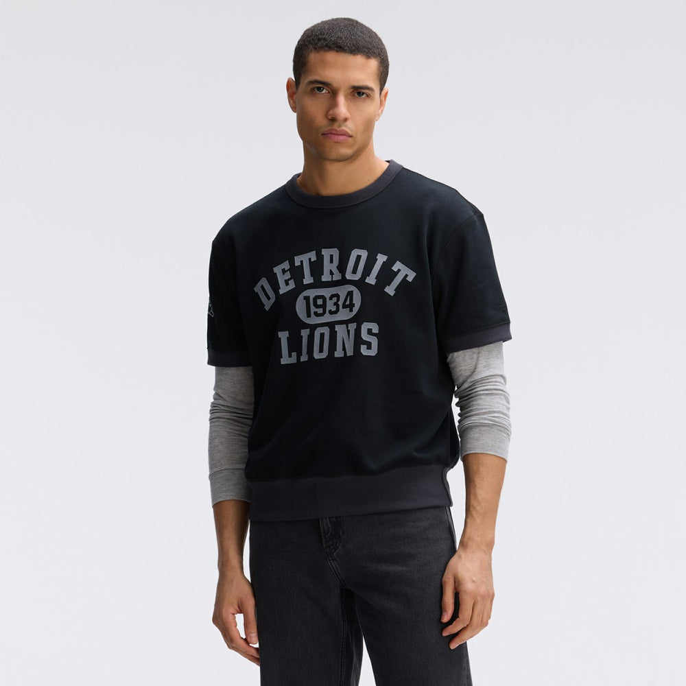 Detroit Lions IconicFleece Short Sleeve Sweatshirt - Black outlet