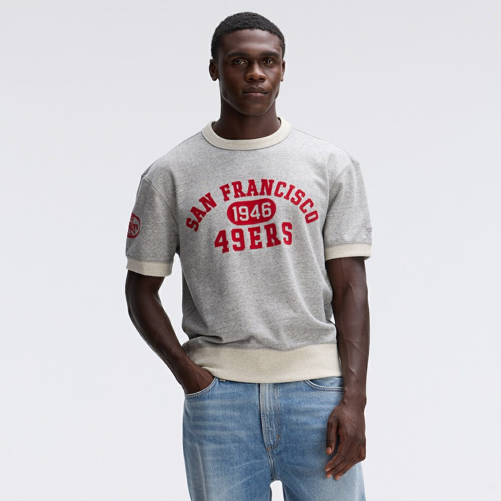 San Francisco 49ers IconicFleece Short Sleeve Sweatshirt - Heather Gray discount