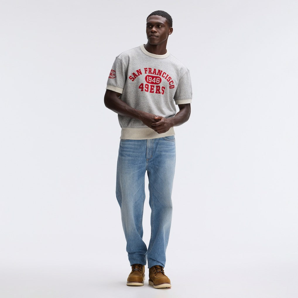 San Francisco 49ers IconicFleece Short Sleeve Sweatshirt - Heather Gray discount