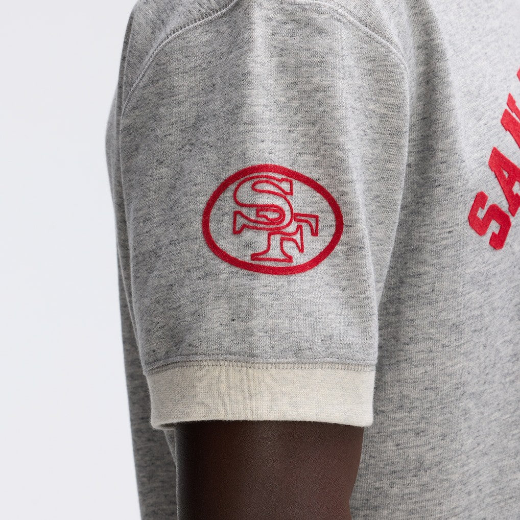San Francisco 49ers IconicFleece Short Sleeve Sweatshirt - Heather Gray discount