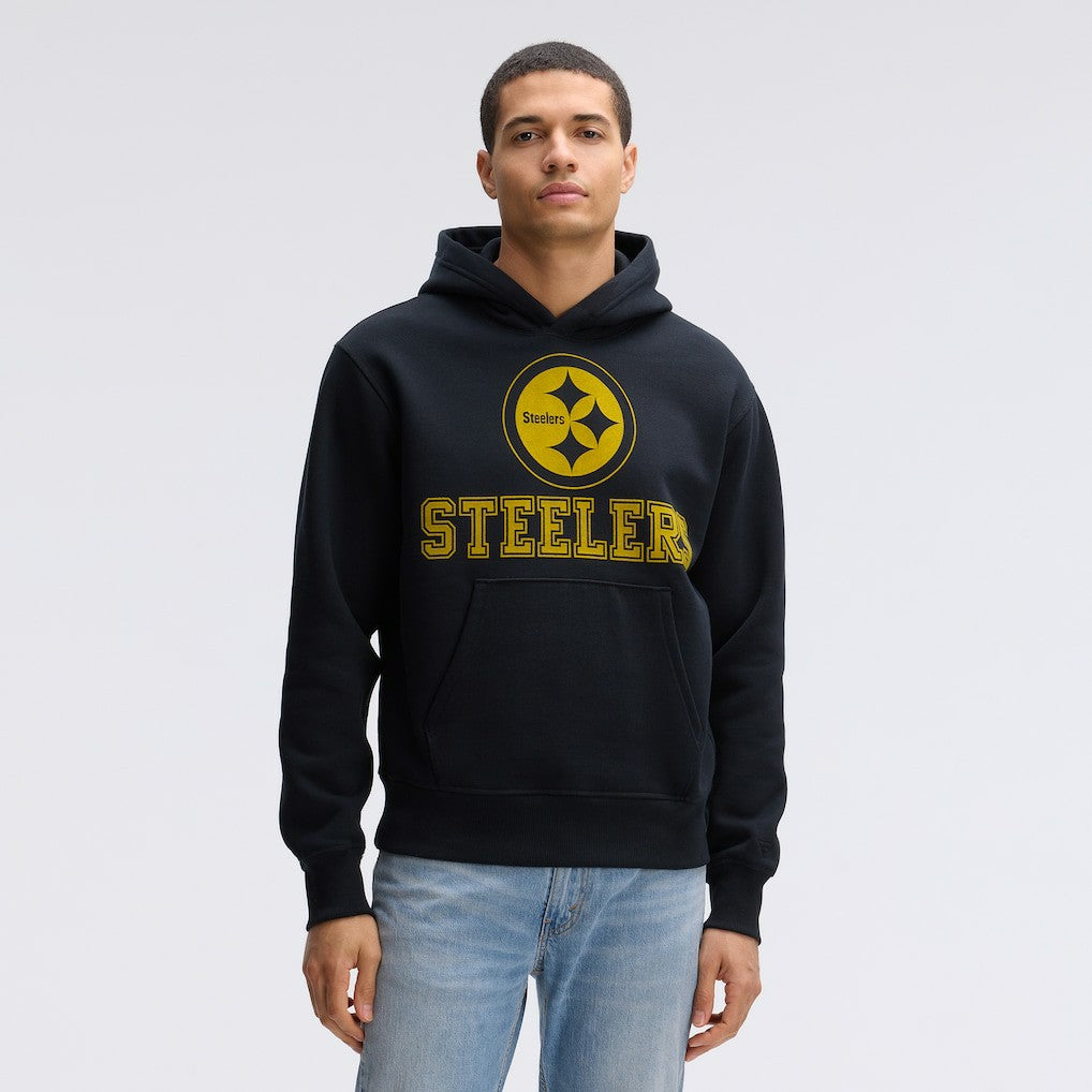 Pittsburgh Steelers IconicFleece Flocked Hoodie - Black discount