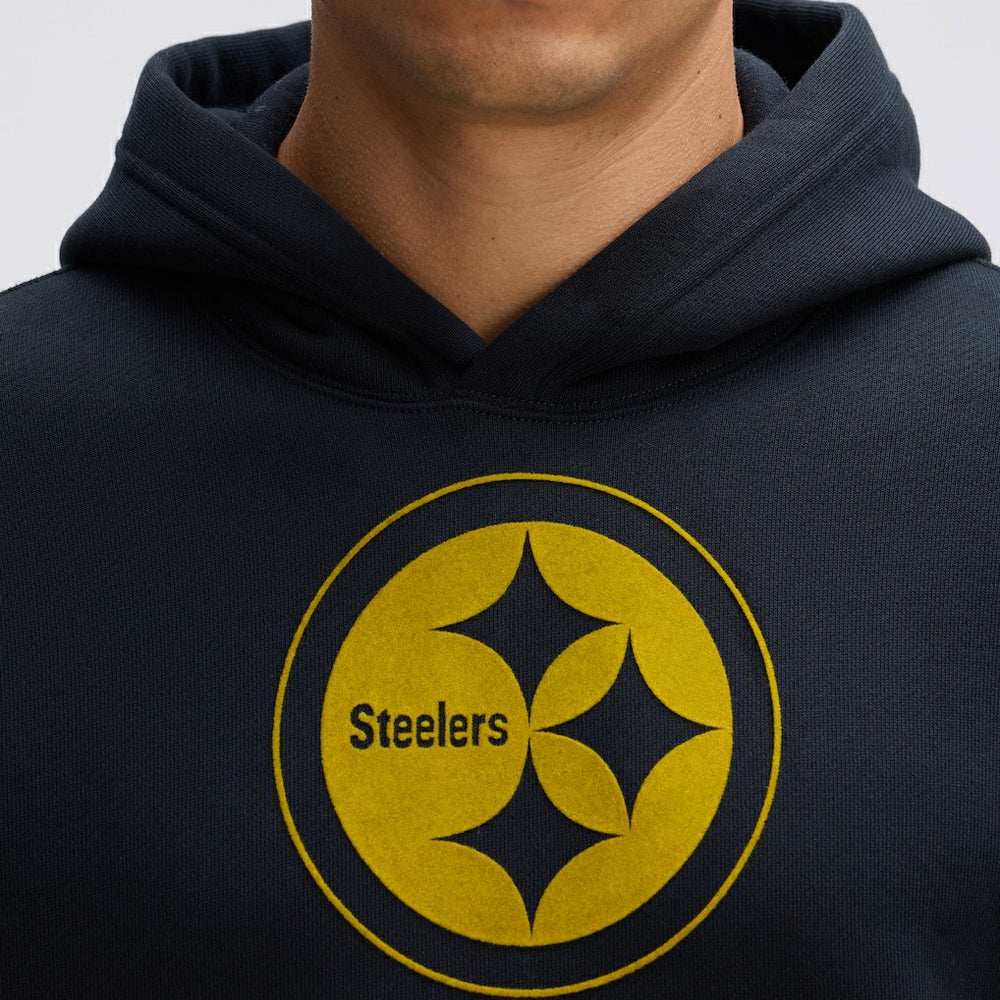 Pittsburgh Steelers IconicFleece Flocked Hoodie - Black discount