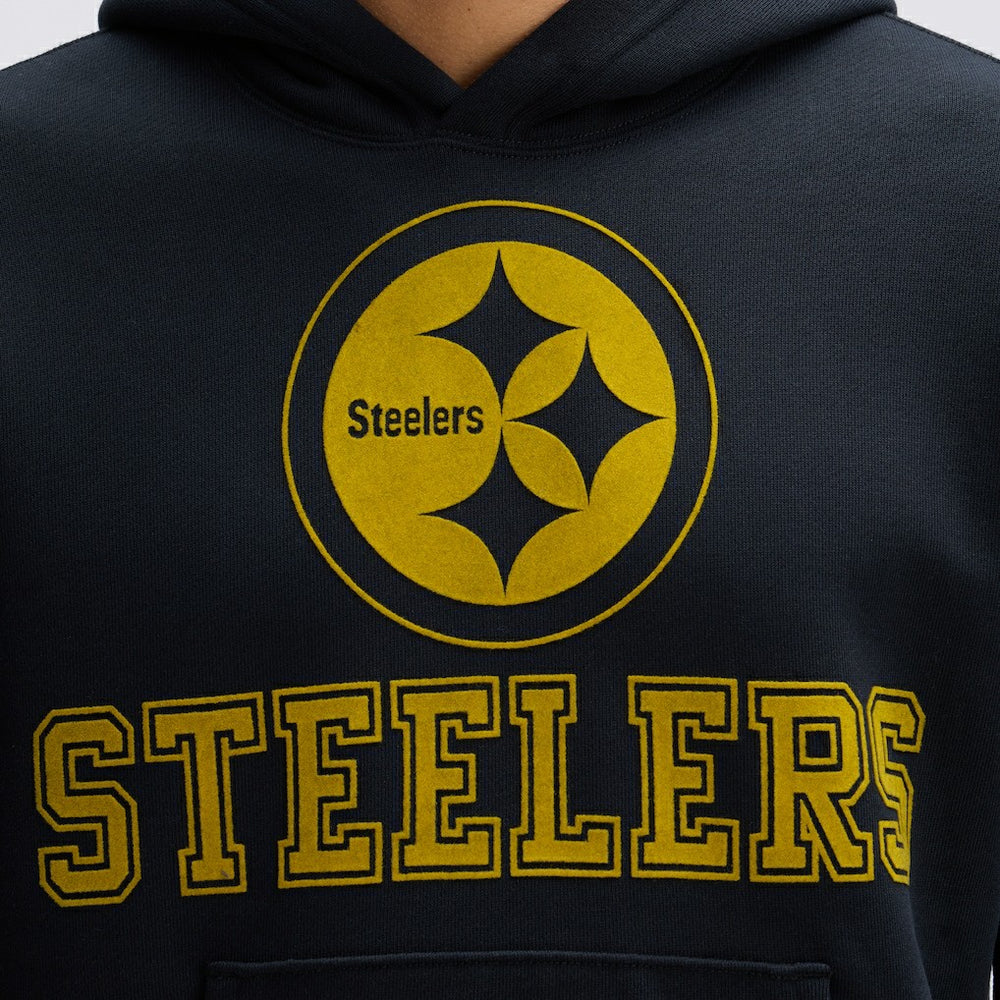 Pittsburgh Steelers IconicFleece Flocked Hoodie - Black discount