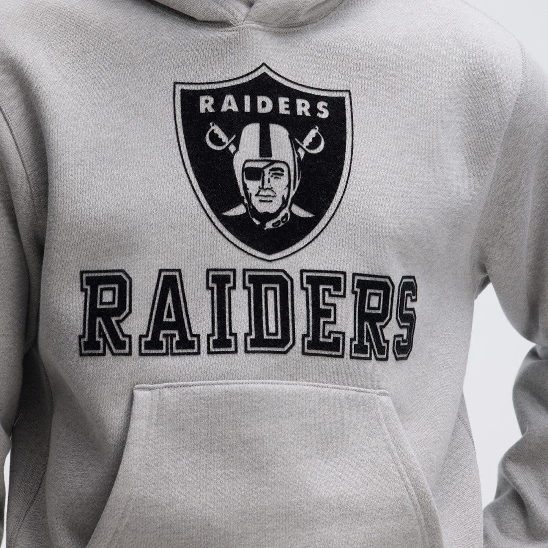 Las Vegas Raiders IconicFleece Flocked Hoodie - Heather Gray sale