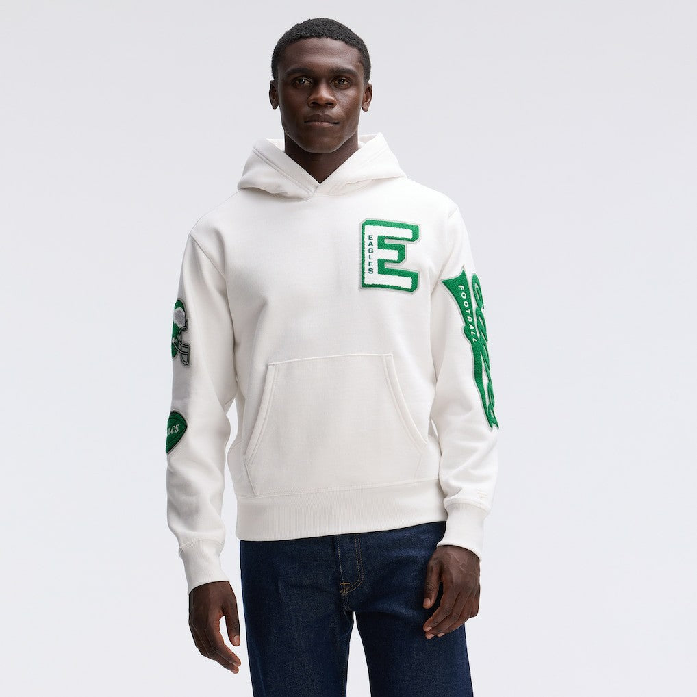 Philadelphia Eagles IconicFleece Letterman Hoodie - Oatmeal discount