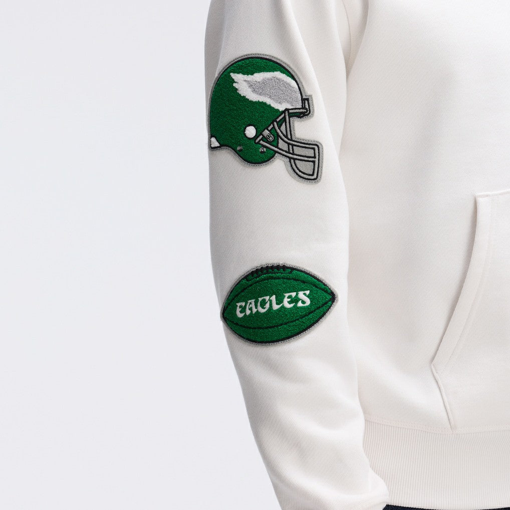 Philadelphia Eagles IconicFleece Letterman Hoodie - Oatmeal discount