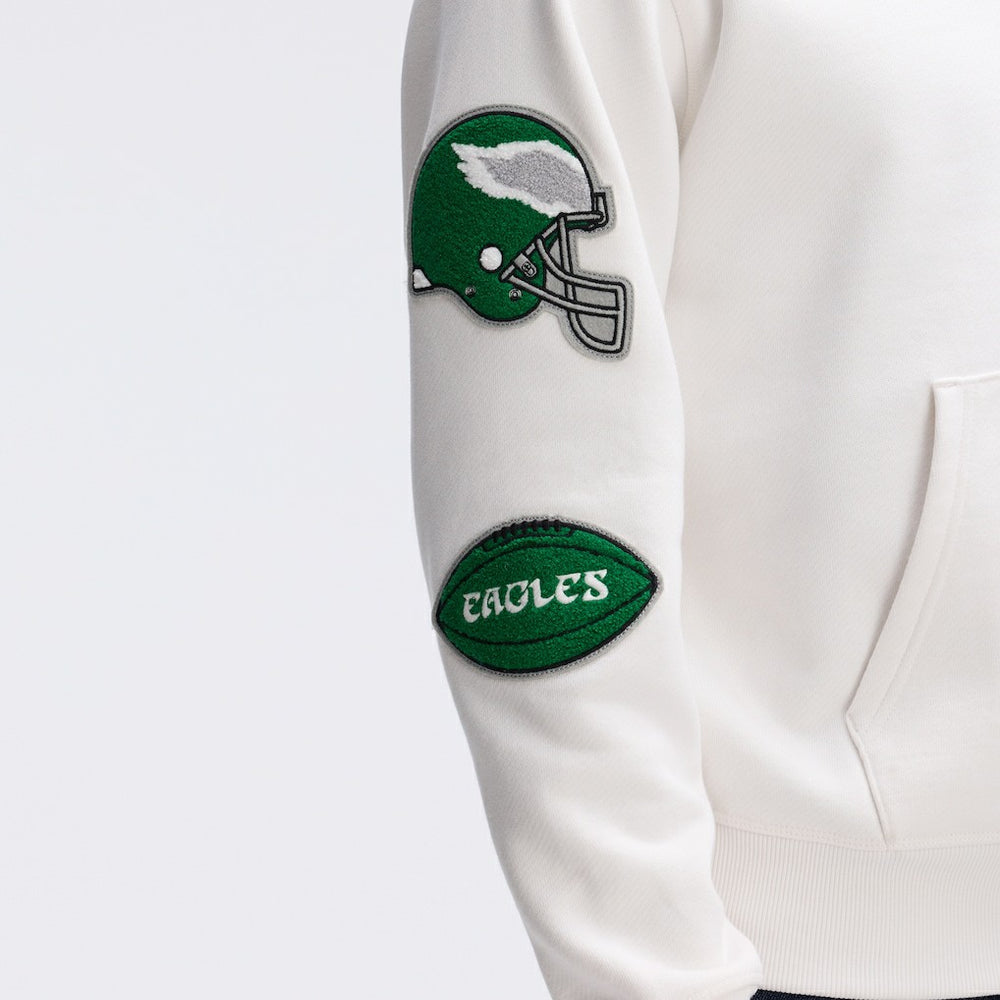 Philadelphia Eagles IconicFleece Letterman Hoodie - Oatmeal discount