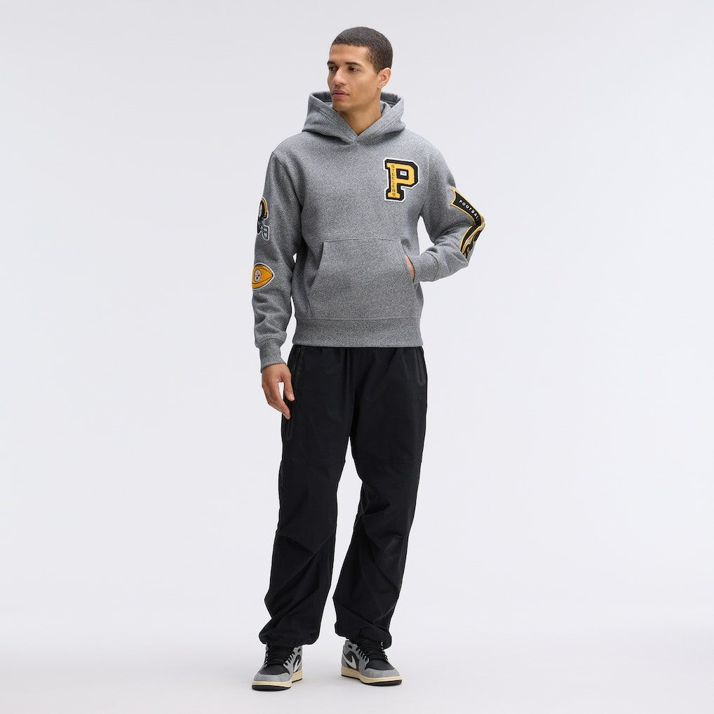 Pittsburgh Steelers IconicFleece Letterman Hoodie - Athletic Heather Gray for sale