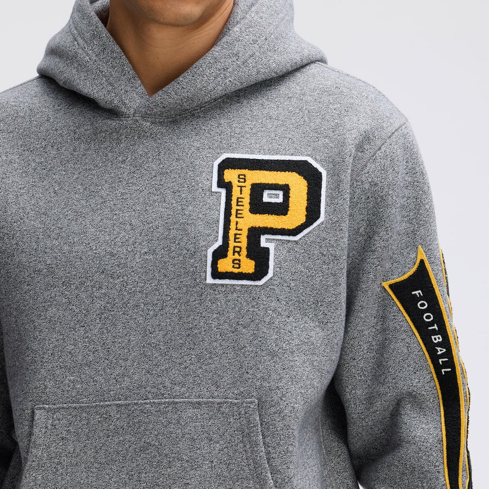 Pittsburgh Steelers IconicFleece Letterman Hoodie - Athletic Heather Gray for sale