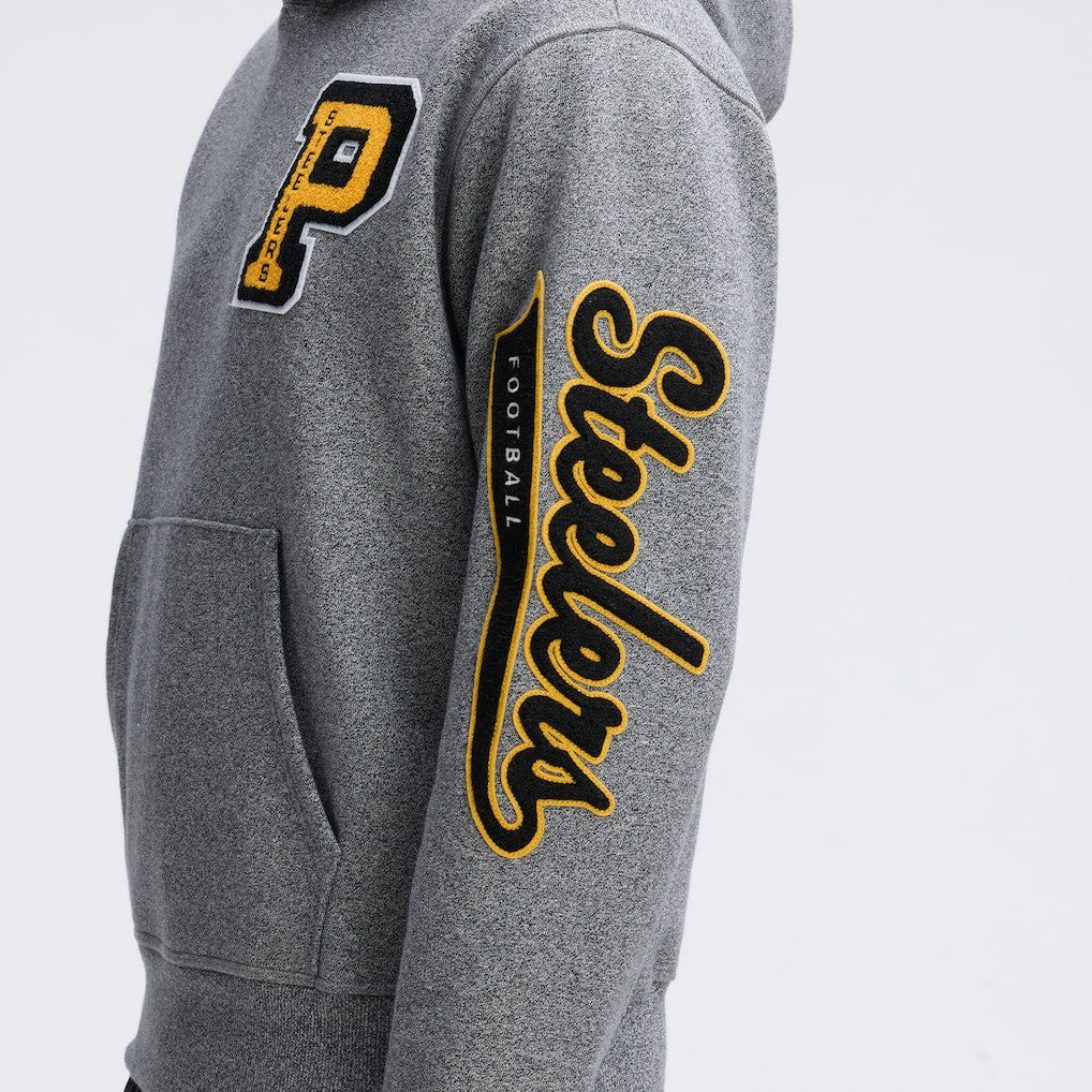 Pittsburgh Steelers IconicFleece Letterman Hoodie - Athletic Heather Gray for sale