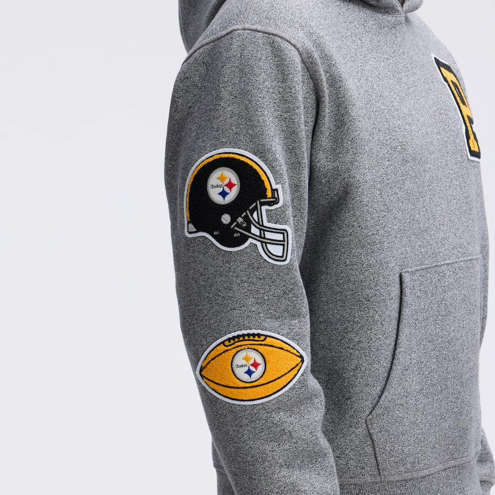 Pittsburgh Steelers IconicFleece Letterman Hoodie - Athletic Heather Gray for sale
