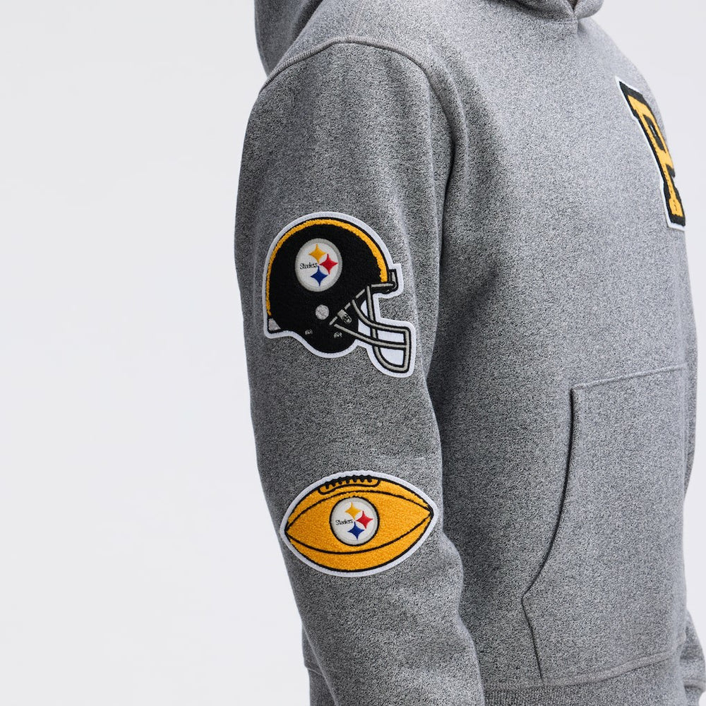 Pittsburgh Steelers IconicFleece Letterman Hoodie - Athletic Heather Gray for sale