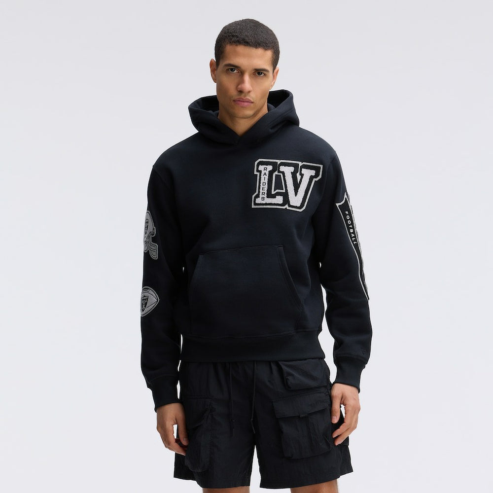 Las Vegas Raiders IconicFleece Letterman Hoodie - Black for sale