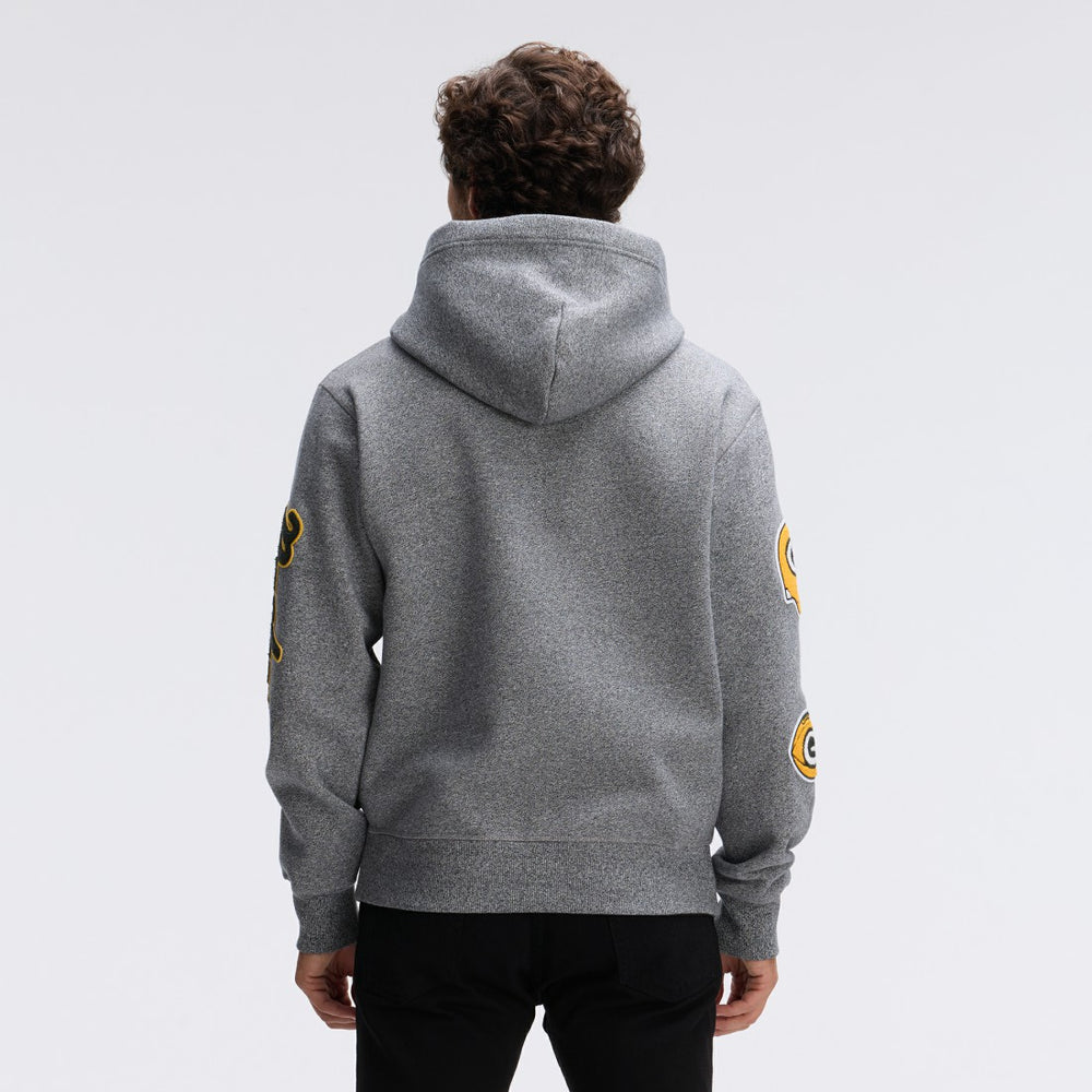 Green Bay Packers IconicFleece Letterman Hoodie - Athletic Heather Gray cheap