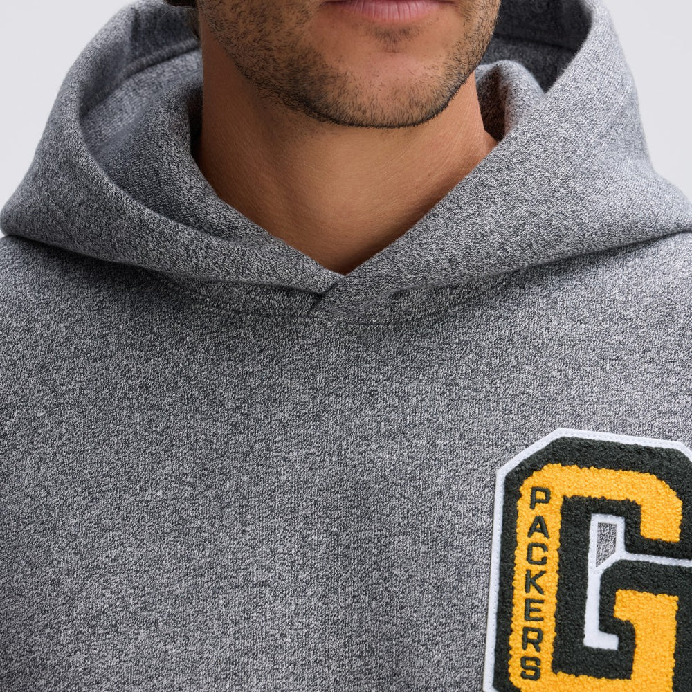 Green Bay Packers IconicFleece Letterman Hoodie - Athletic Heather Gray cheap