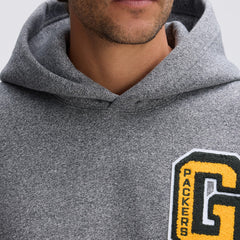 Green Bay Packers IconicFleece Letterman Hoodie - Athletic Heather Gray cheap