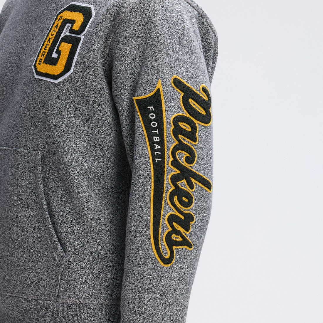 Green Bay Packers IconicFleece Letterman Hoodie - Athletic Heather Gray cheap