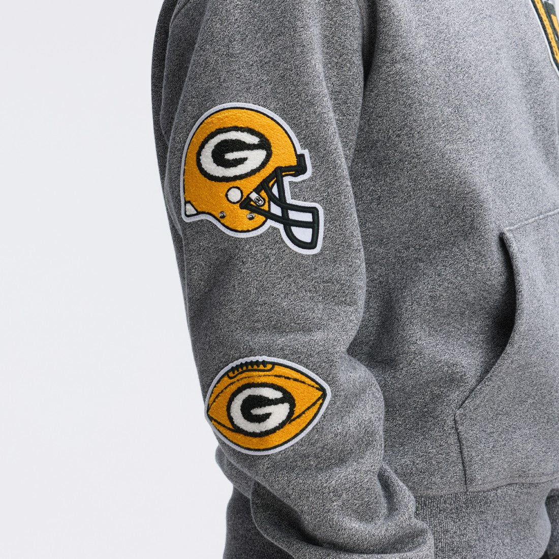 Green Bay Packers IconicFleece Letterman Hoodie - Athletic Heather Gray cheap